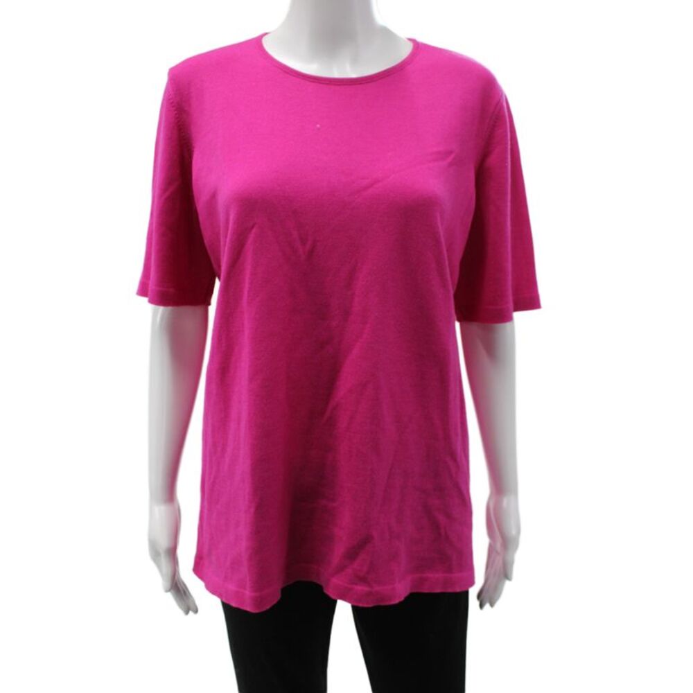 Escada Margaretha Ley Women Pullover Sweater Pink Wool Short Sleeve Size 44